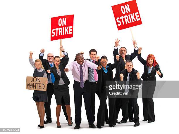 white collars workers on strike - solidariteit vakbond stockfoto's en -beelden