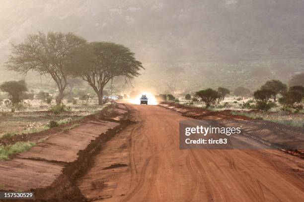 on safari in kenya - kenya road stock pictures, royalty-free photos & images