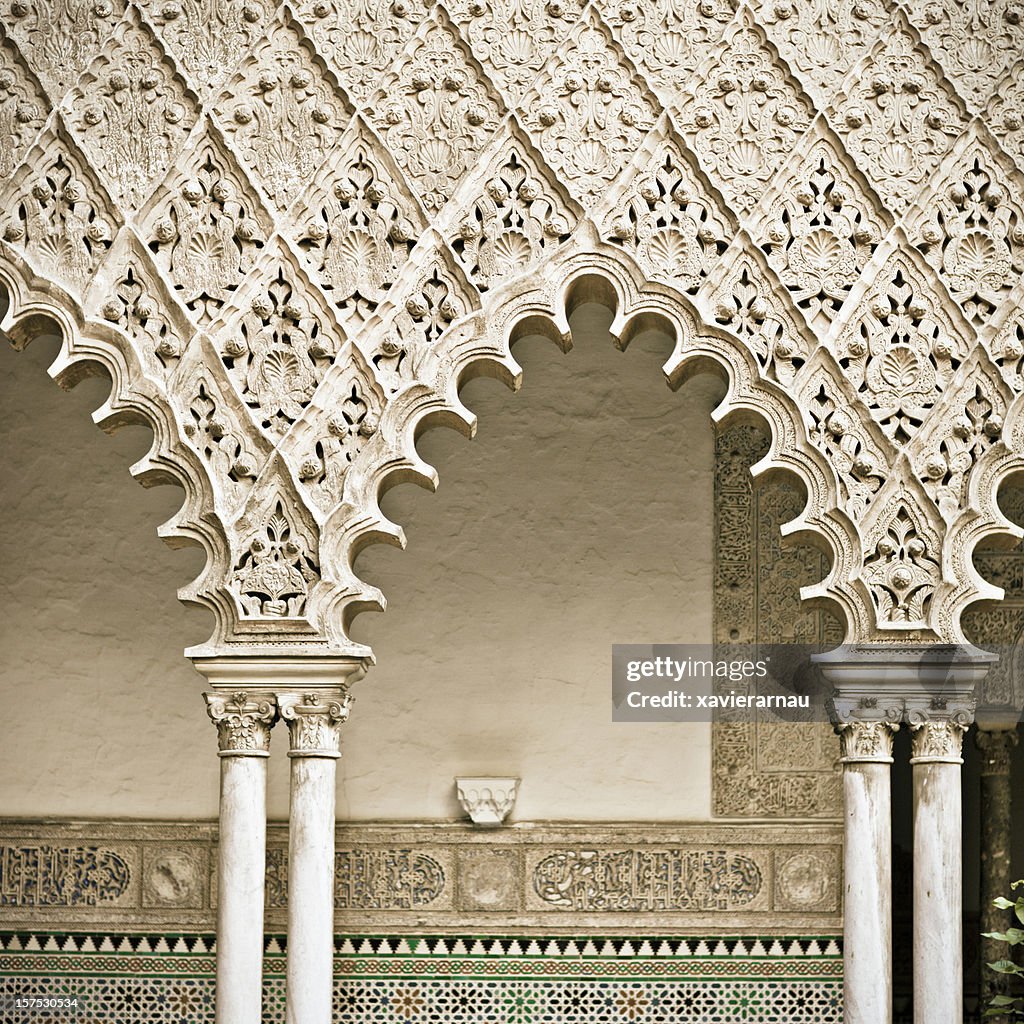 Arches of Reales Alcazares in Sevilla