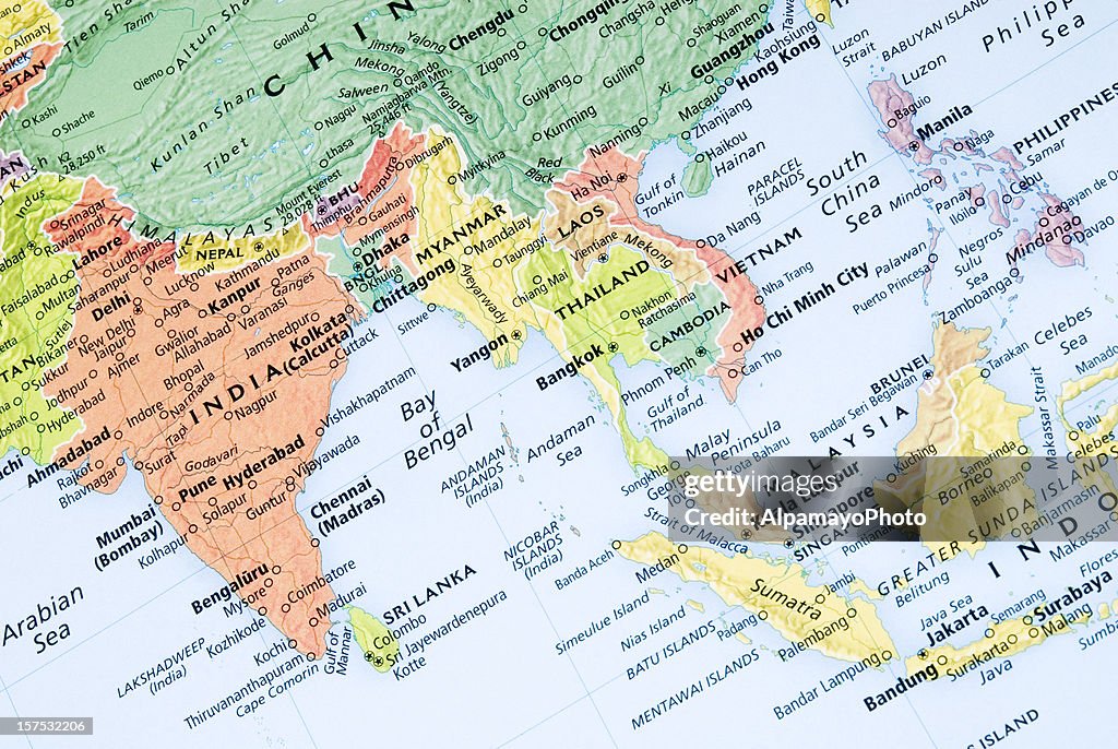 Indien, Malaysia regionale Karte