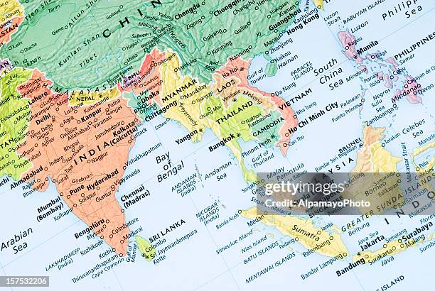 índia, malásia regional mapa - leste imagens e fotografias de stock