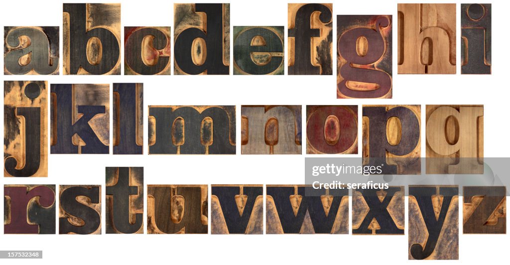 Wooden typeset alphabet