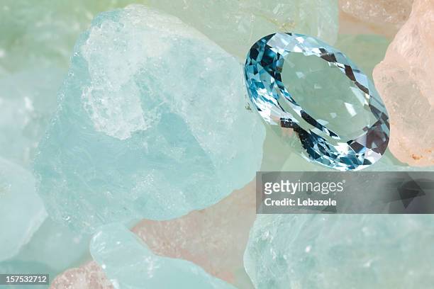 aquamarine gems(xxxl) - rough diamond stock pictures, royalty-free photos & images