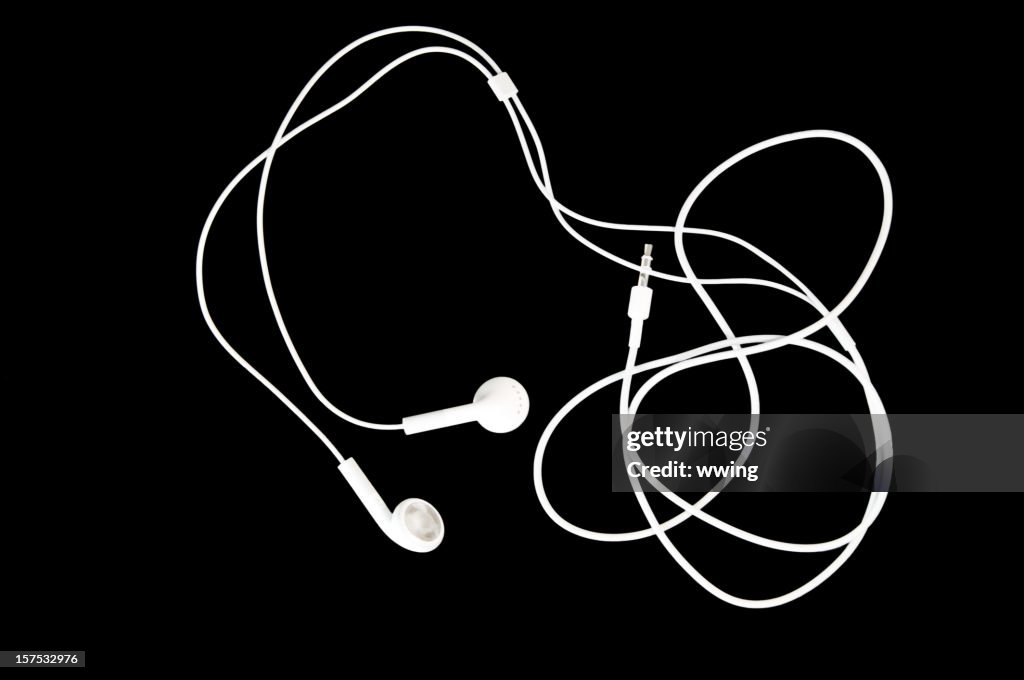 White Earbuds on Black