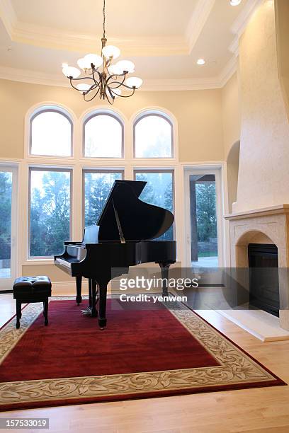 grand piano in living room - grand room stock pictures, royalty-free photos & images