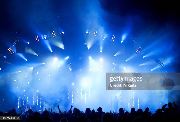 crowd of concert people - blur band stock pictures, royalty-free photos & images