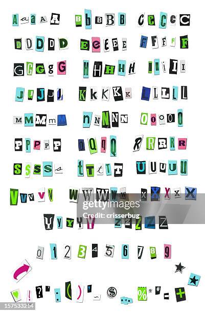 magazine cut out letters - capital letter stock pictures, royalty-free photos & images