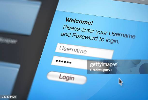 close up view of computer screen on website login page - password stock pictures, royalty-free photos & images