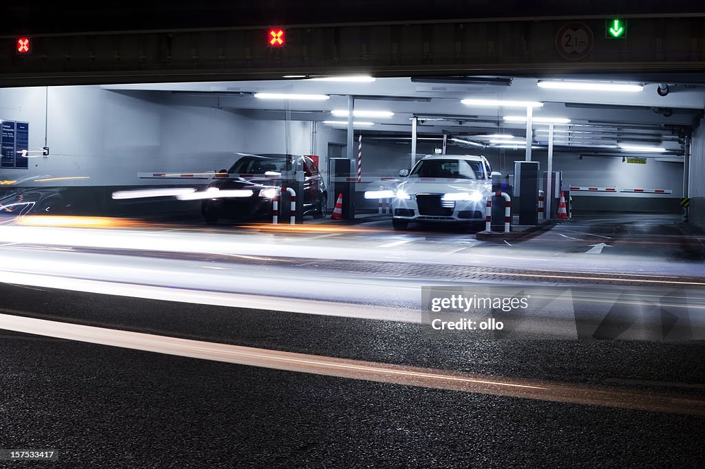 Parking garage's exit - blurred motion