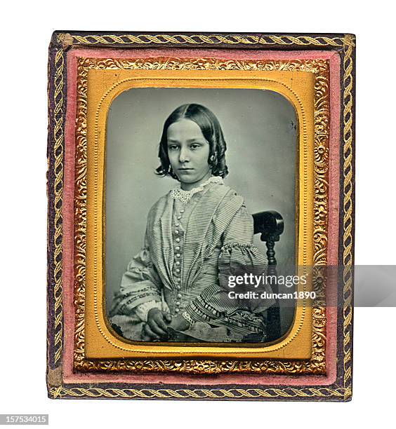 victorian girl - old ambrotype photograph - tintype stock pictures, royalty-free photos & images