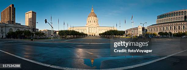 san francisco sunrise city hall plaza downtown landmark panorama california - san francisco city hall stock pictures, royalty-free photos & images