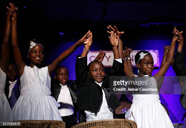 The African Childrens Choir performs during the 4th Annual African Children's Choir Fundraising Gala at City Winery on December 3, 2012 in New York...