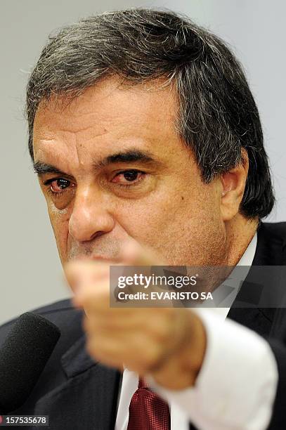 Brazil's Minister of Justice Jose Eduardo Cardozo speaks before the Committee of Public Security and Fight to Organized Crime during a public hearing...