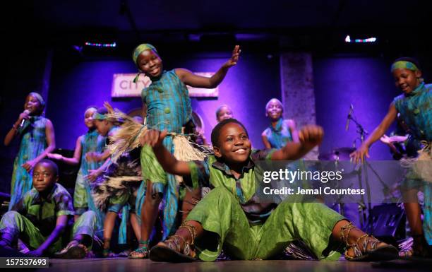 The African Childrens Choir performs during the 4th Annual African Children's Choir Fundraising Gala at City Winery on December 3, 2012 in New York...