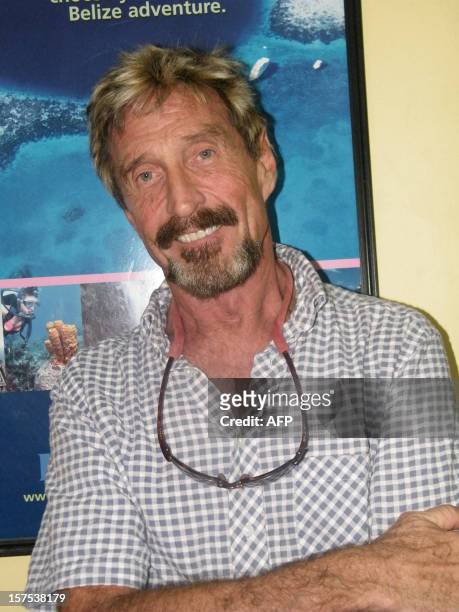 Picture taken on May 2012 in Belize of U.S. John McAfee. American anti-virus software pioneer John McAfee, wanted for questioning over the murder of...