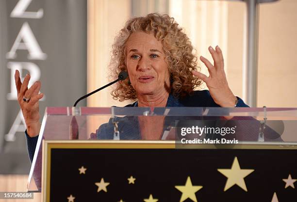 Singer/songwriter Carole King is presented with the 2,486th Star on the Hollywood Walk of Fame on December 3, 2012 in Hollywood, California.