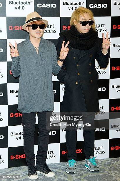 Members of South Korean rock band Pia attend during the promotional event of 'Evolution of CASIO 2013' at Novotel Ambassador Gangnam on December 4,...