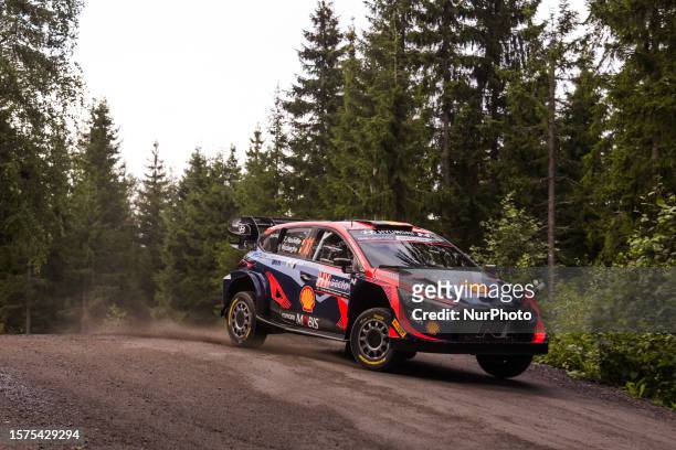 Thierry Neuville and Martijn Wydaeghe of Team Hyundai Shell Mobis World Rally Team, driving a Hyundai I20 N Rally1 Hybrid, are participating in the...