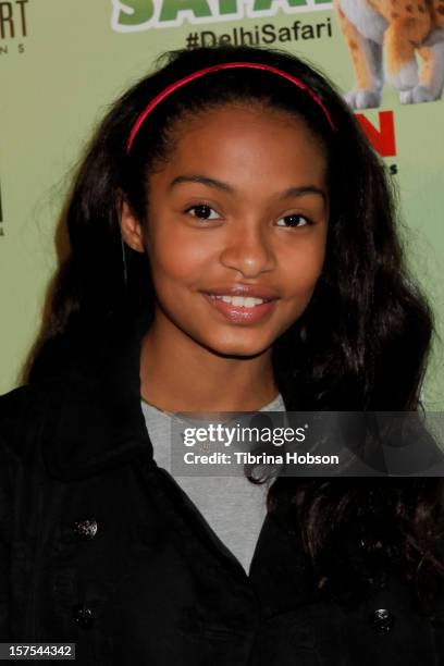 Yara Shahidi attends the Delhi Safari Los Angeles premiere at Pacific Theatre at The Grove on December 3, 2012 in Los Angeles, California.