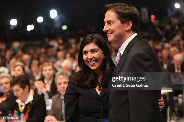 German Christian Democratic Union member and Governor of Lower Saxony David McAllister congratulates Aygul Ozkan after she was elected to a party...