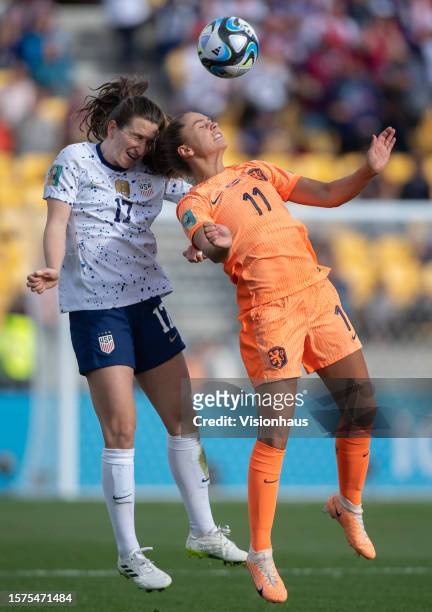 Lieke Martens of Netherlands and Andi Sullivan of USA in action during the FIFA Women's World Cup Australia & New Zealand 2023 Group E match between...