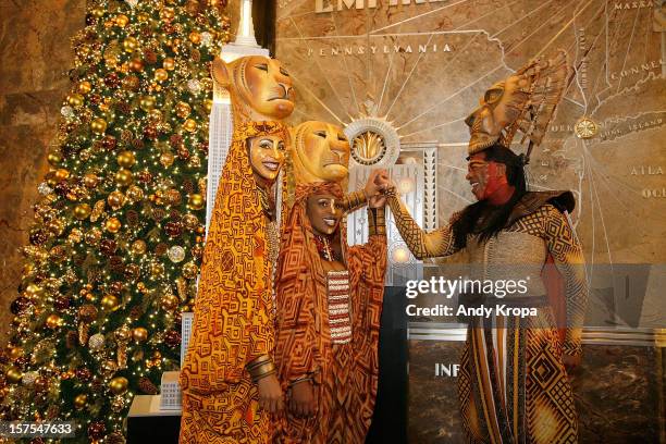 Performers Chondra La-Tease Profit, Lindiwe Dlamini and Alton Fitzgerald White attend the Lighting Ceremony Honoring The 15th Anniversary Of...