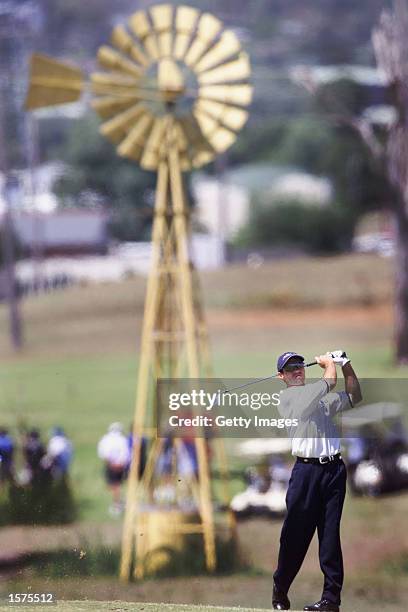 Andrew Tschudin in action on the 10th hole during the NSW Masters held at Long Yard Golf Course, Tamworth, Australia. Steve Collins won the...