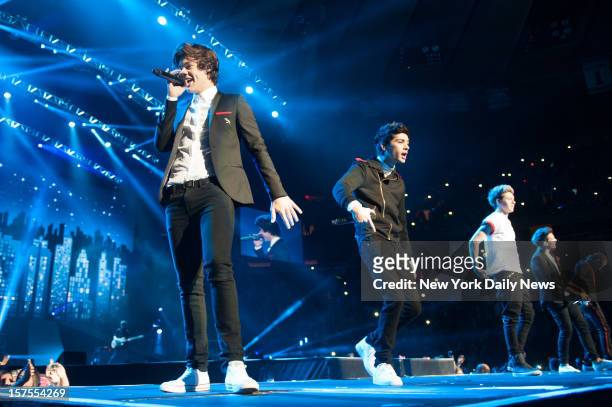 English-Irish boy band One Direction performs at Madison Square Garden Monday.