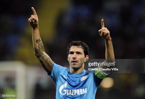 Danny of Zenit St Petersburg celebrates scoring the first goal during the UEFA Champions League group C match between AC Milan and Zenit St...