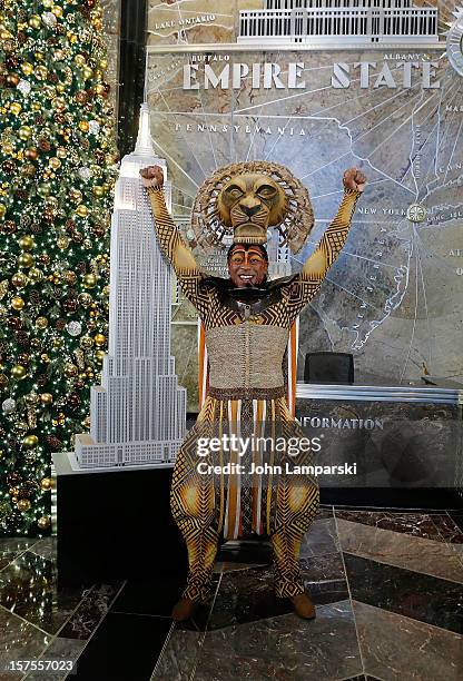 Alton Fitzgerald White attends the Lighting Ceremony Honoring The 15th Anniversary Of Broadway's "The Lion King" at The Empire State Building on...