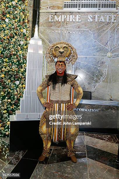 Alton Fitzgerald White attends the Lighting Ceremony Honoring The 15th Anniversary Of Broadway's "The Lion King" at The Empire State Building on...