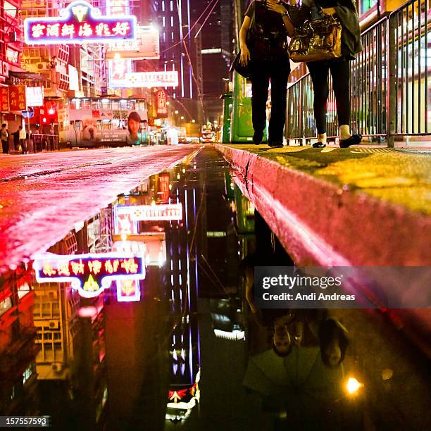 night street of sheung wan - sheung wan stock pictures, royalty-free photos & images