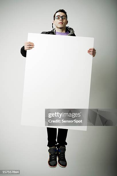 flying with blank poster - holding poster stock pictures, royalty-free photos & images