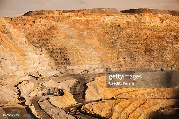 open pit mine in the usa - bingham canyon mine stock pictures, royalty-free photos & images