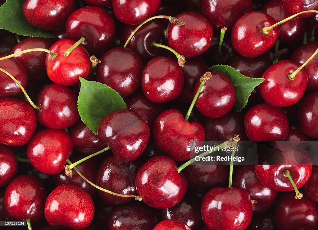 Cherries sweet with stem and Leafs