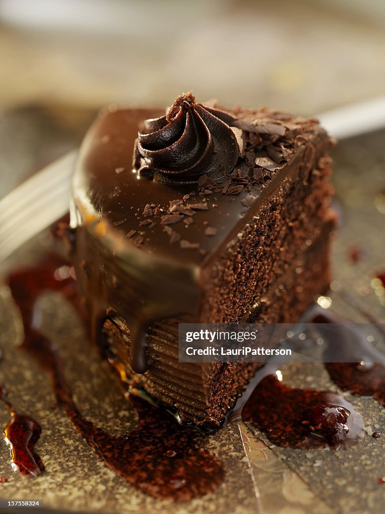 Chocolate Fudge Cake with Raspberry Sauce