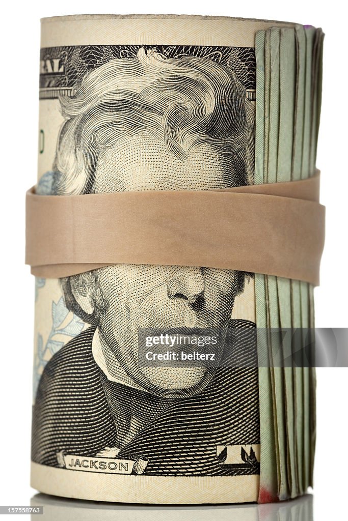 Blindfolded roll of cash