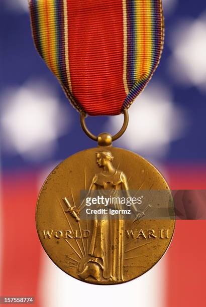 servizio della seconda guerra mondiale medaglie d'sfocato usa bandiera - style award 2010 foto e immagini stock