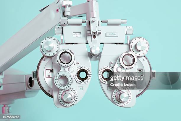 phoroptor close up - optical equipment stock pictures, royalty-free photos & images