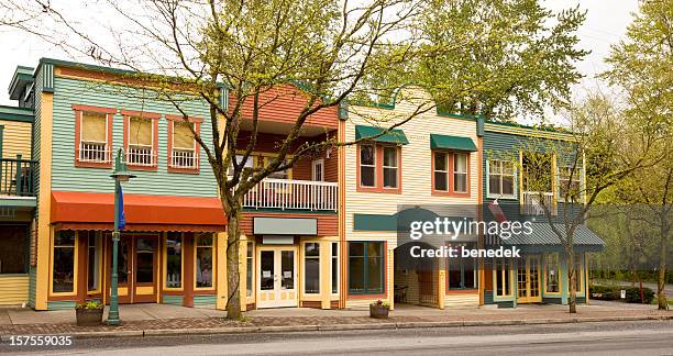 colorful store facades - langley british columbia stockfoto's en -beelden