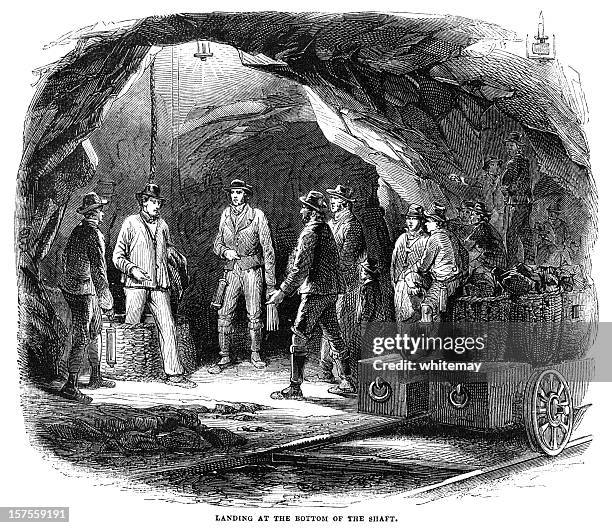 miners in newcastle kohle-mine - 1855 illustrationen - kohlengrube stock-grafiken, -clipart, -cartoons und -symbole