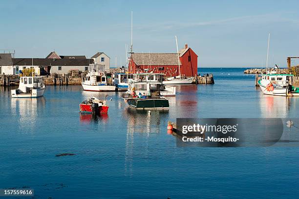 rockport harbor massachusets - hummerkorb stock-fotos und bilder