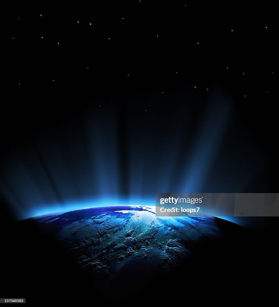 Earth and blue rays