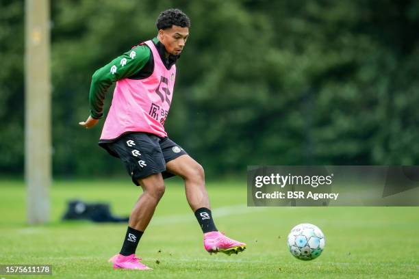 Mouhamed Belkheir of Fortuna Sittard during a Training Session of Fortuna Sittard on August 3, 2023 in Buchten, Netherlands.