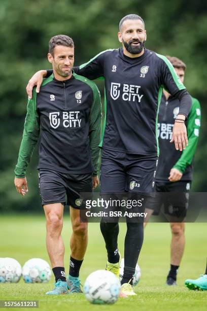 Ivo Pinto of Fortuna Sittard and Dimitrios Siovas of Fortuna Sittard during a Training Session of Fortuna Sittard on August 3, 2023 in Buchten,...