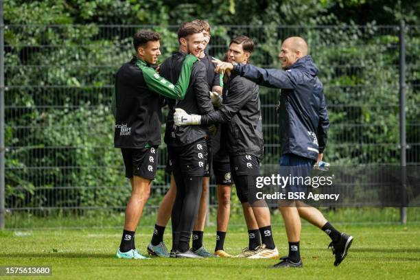 Stipe Radic of Fortuna Sittard, Tom Hendriks of Fortuna Sittard, Ivor Pandur of Fortuna Sittard and Coach Danny Buijs of Fortuna Sittard during a...