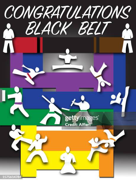 black belt promotion - traditional dojo stock illustrations