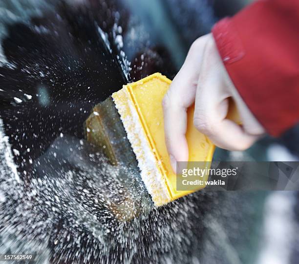 scratching ice from car window - scratched ice stock pictures, royalty-free photos & images