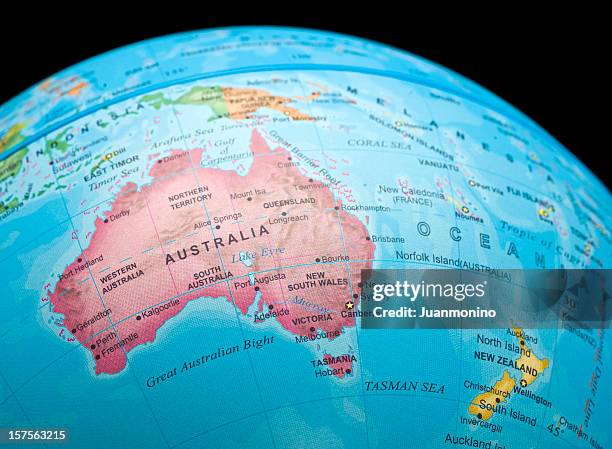 australia and new zealand - australasia globe stock pictures, royalty-free photos & images