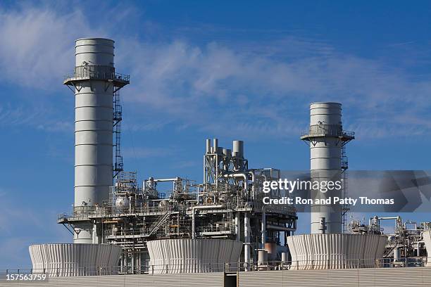 a view of a gas fired turbine power plant - gas turbine electrical power plant stock pictures, royalty-free photos & images